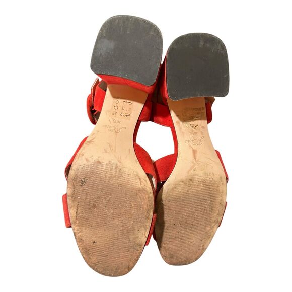 J Crew Strappy Block Heels Red Suede PENNY Sandals Women's Red Size 10.5M - Picture 9 of 9